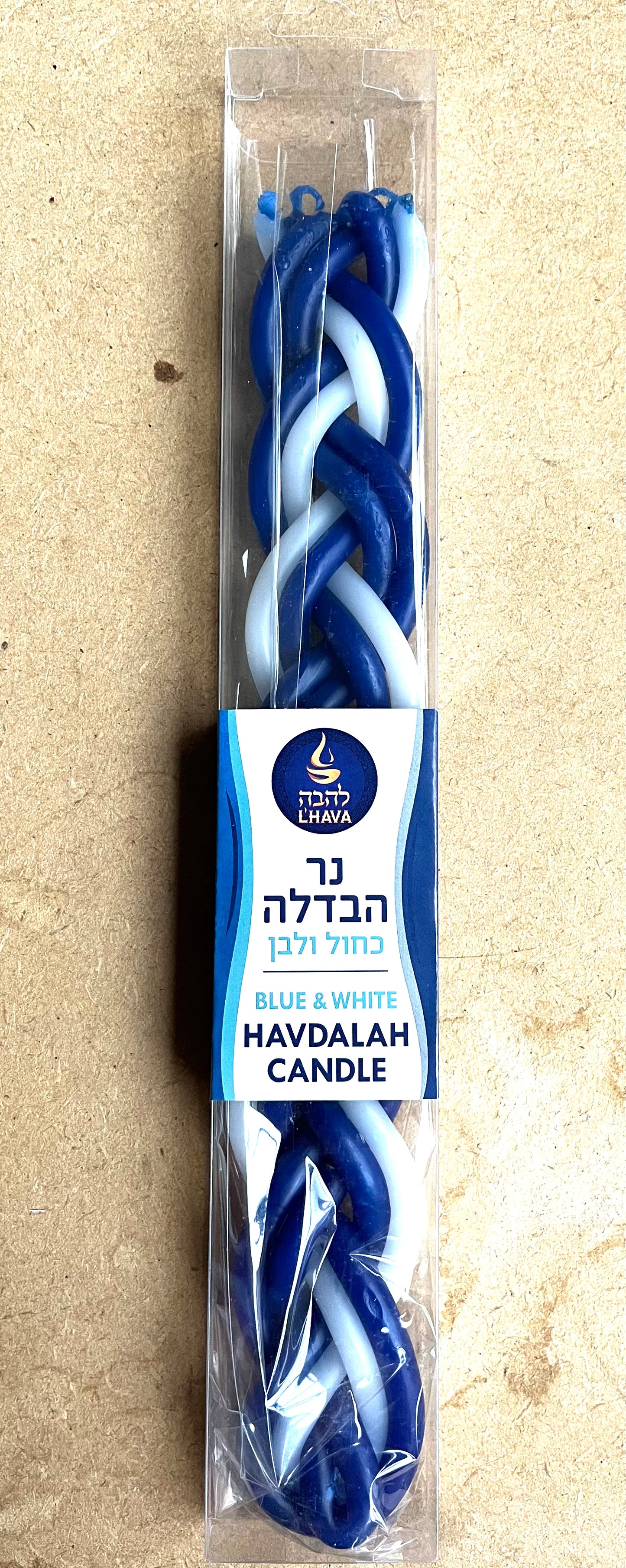 Havdalah kaars groot blauw/wit